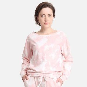 WOMENS PINK/WHITE TIE-DYE  OFF-THE-SHOULDER SWEATER - NWT - SZ:S/M, L/XL